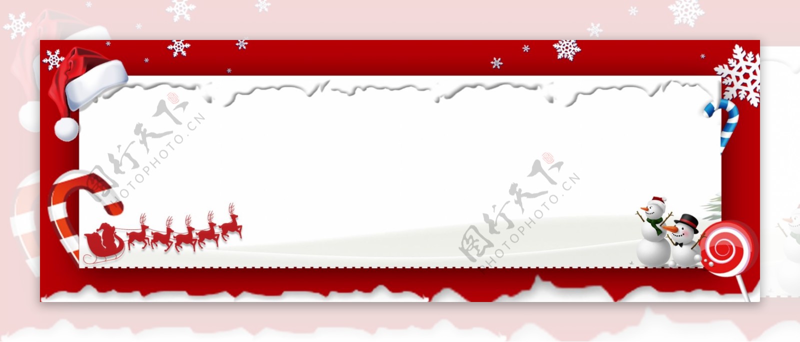 红色圣诞节雪人电商海报背景