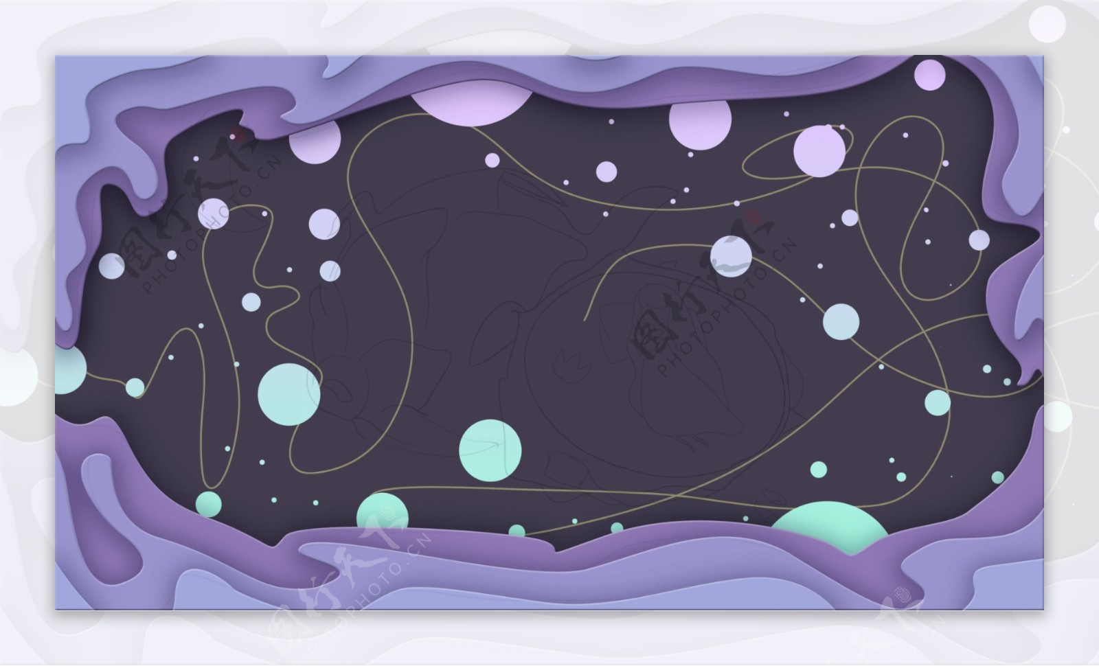 紫色梦幻剪纸风星空星球背景设计
