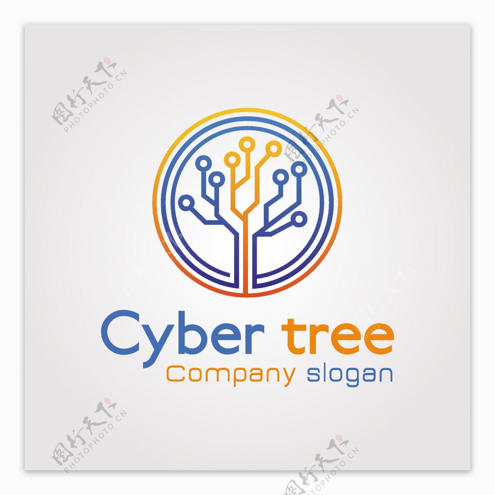 抽象技术树商标logo模板
