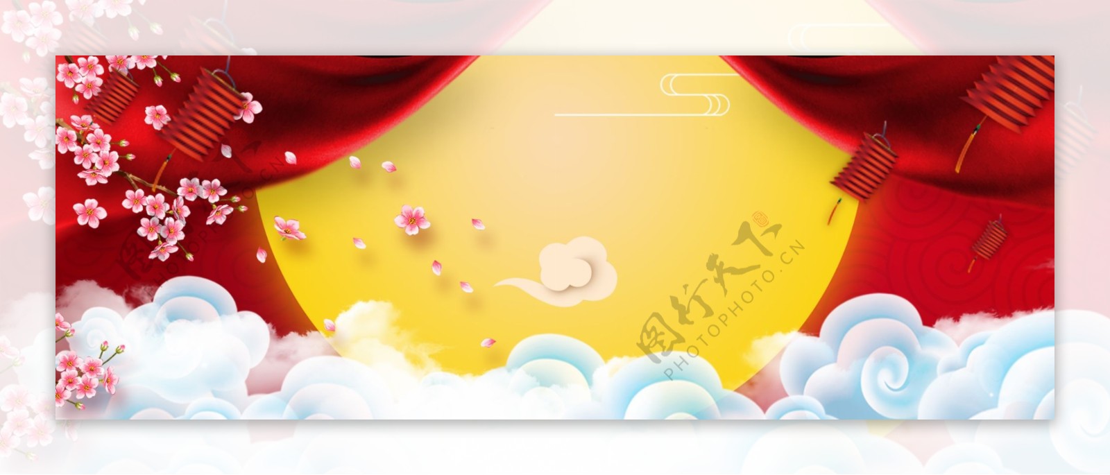 红色中秋节月饼促销banner背景