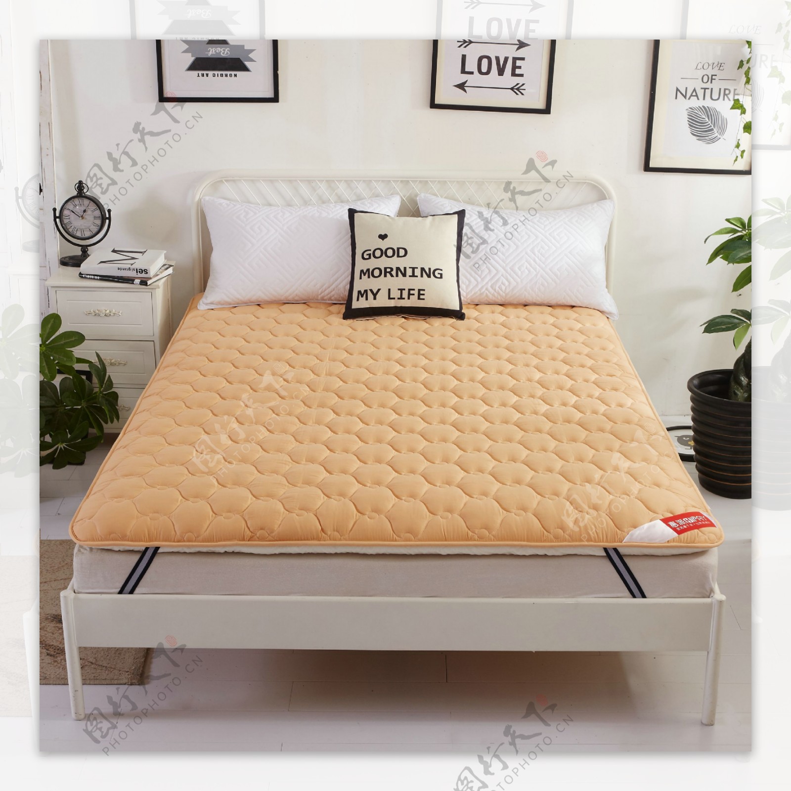 床垫纯色绗缝床品家纺
