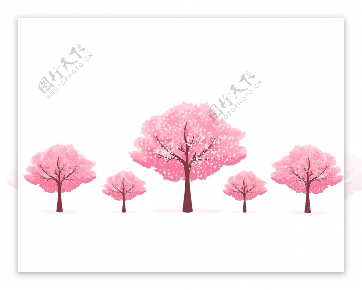 卡通粉色树木矢量元素