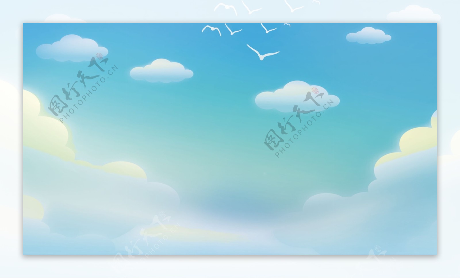 彩绘蓝天白云背景设计