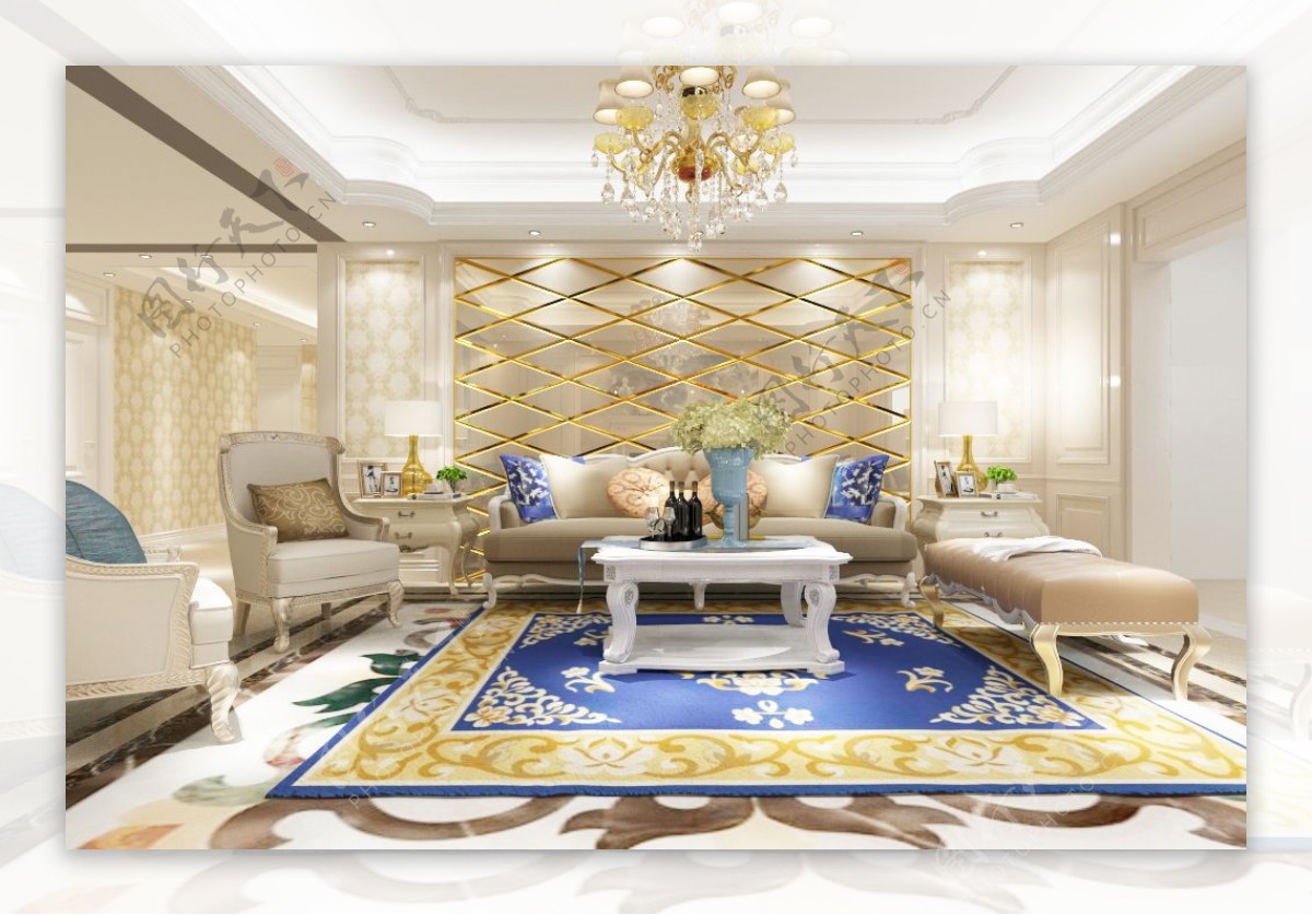 温馨舒适经典欧式客厅装饰装修效果图