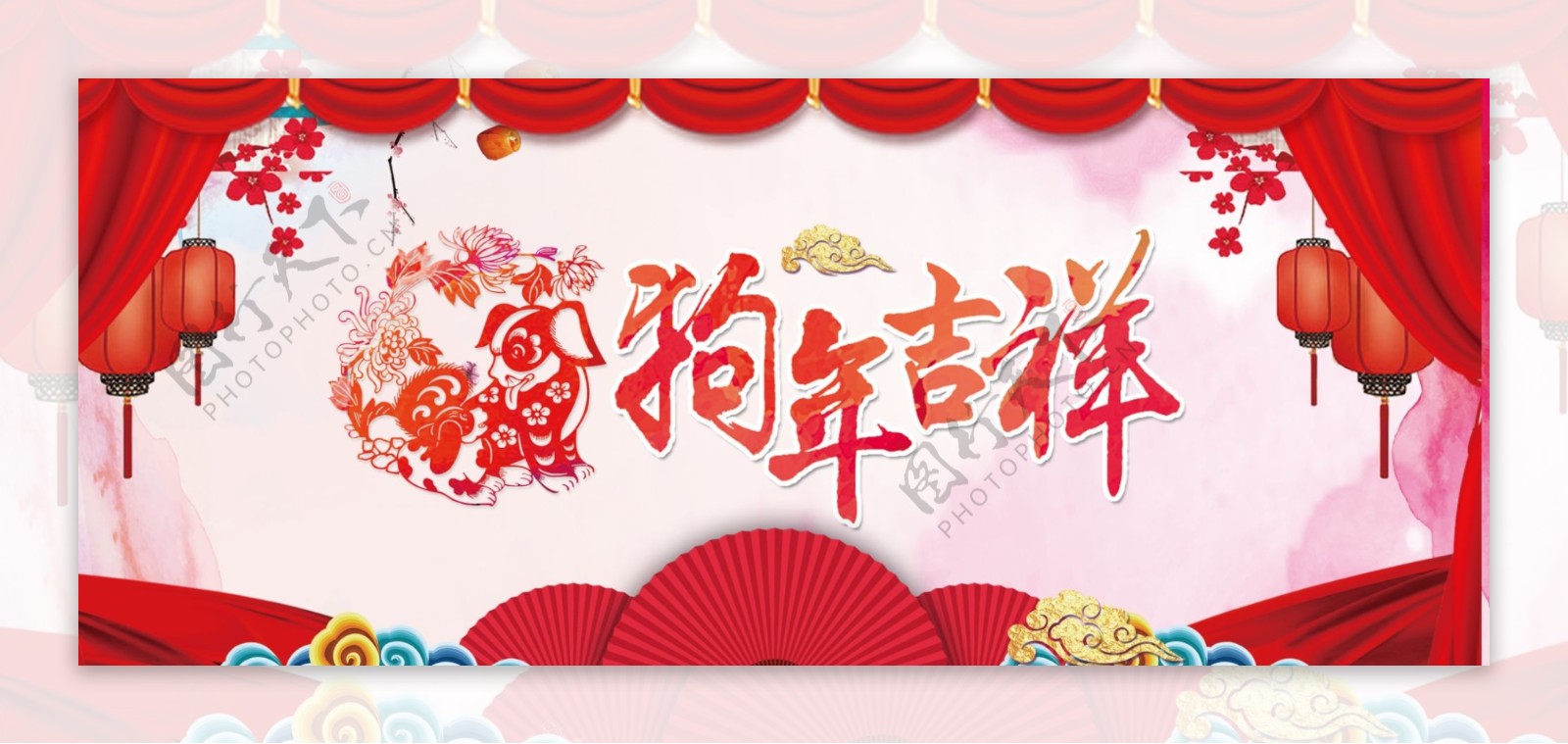 春节大气简约红色淘宝banner背景