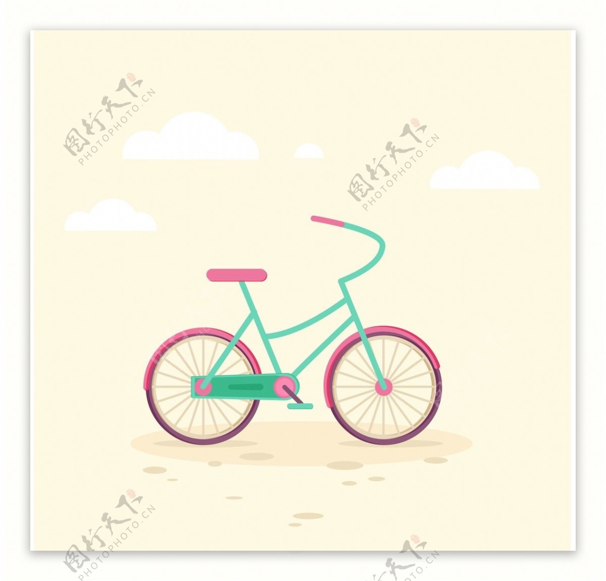 自行车动漫图标AI矢量图