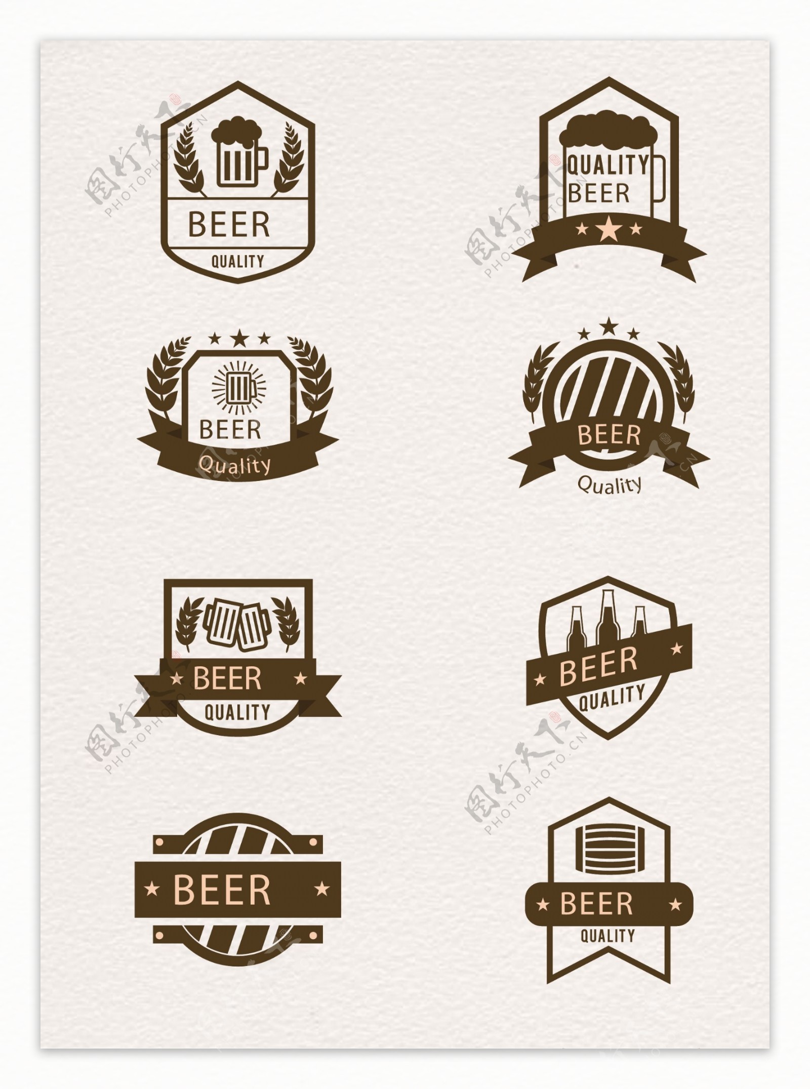 8款优质啤酒徽章矢量素材