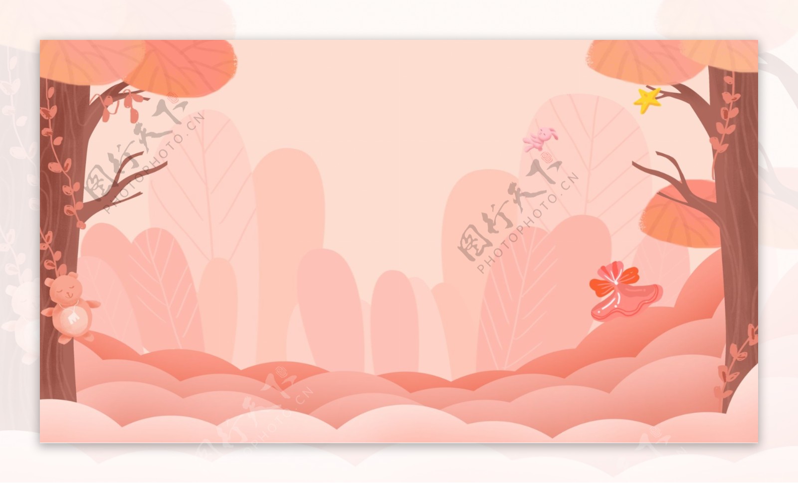 粉色唯美树林背景设计
