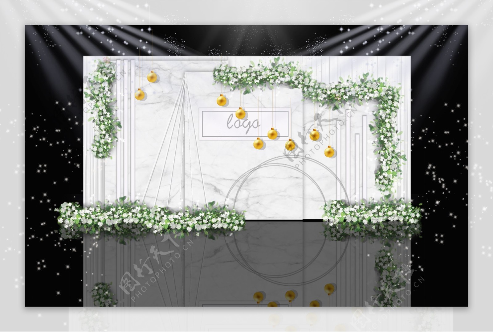 白绿色系大理石风格婚礼效果图