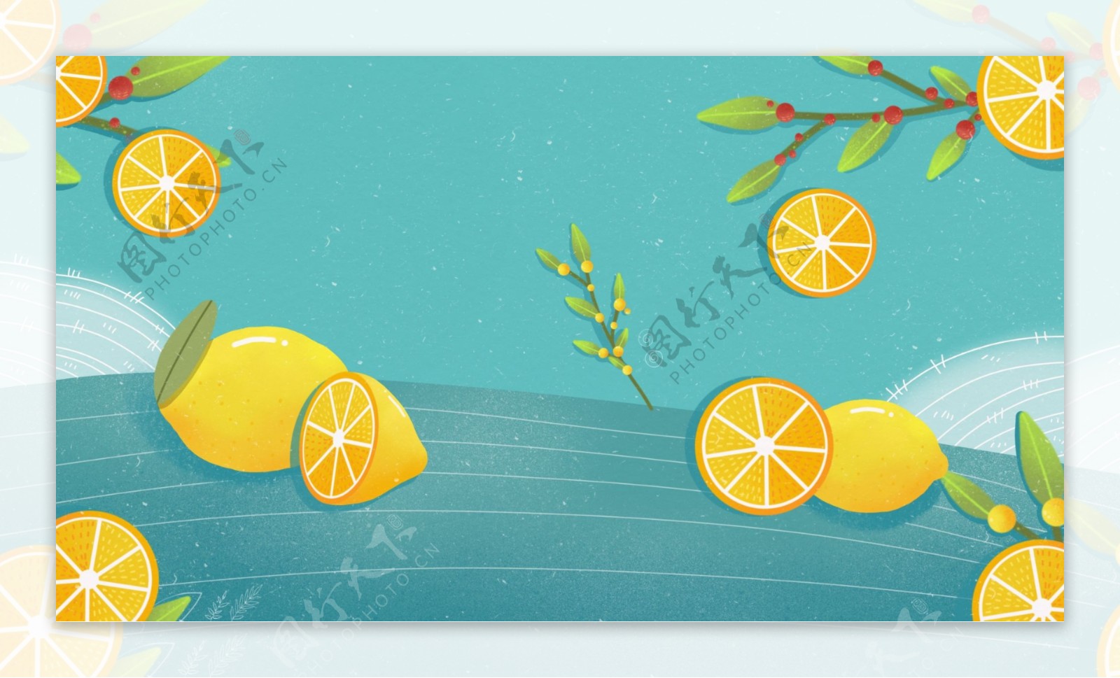 清新手绘柠檬广告背景