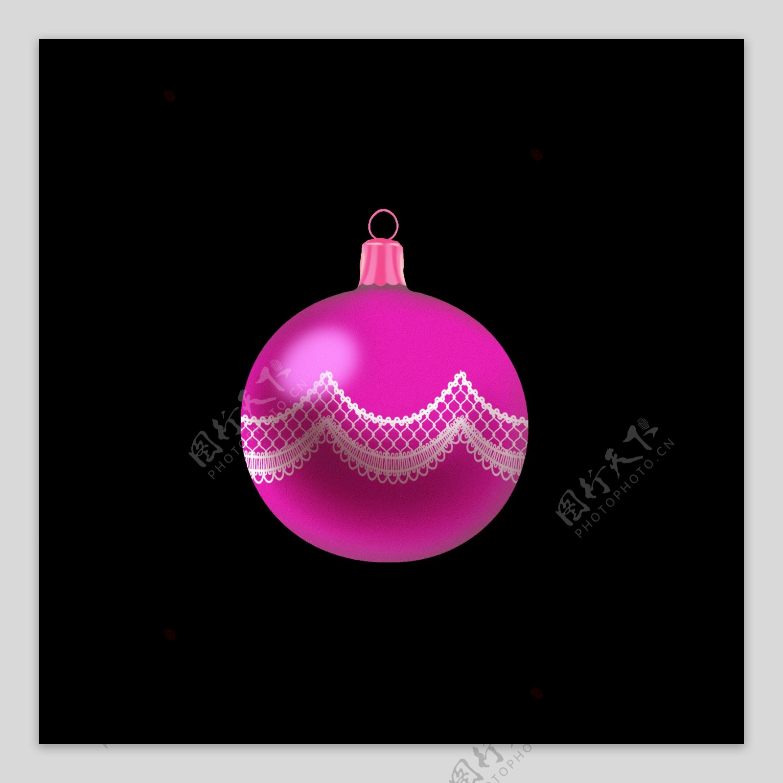 手绘圣诞装饰球紫色粉色蕾丝创意可商用元素