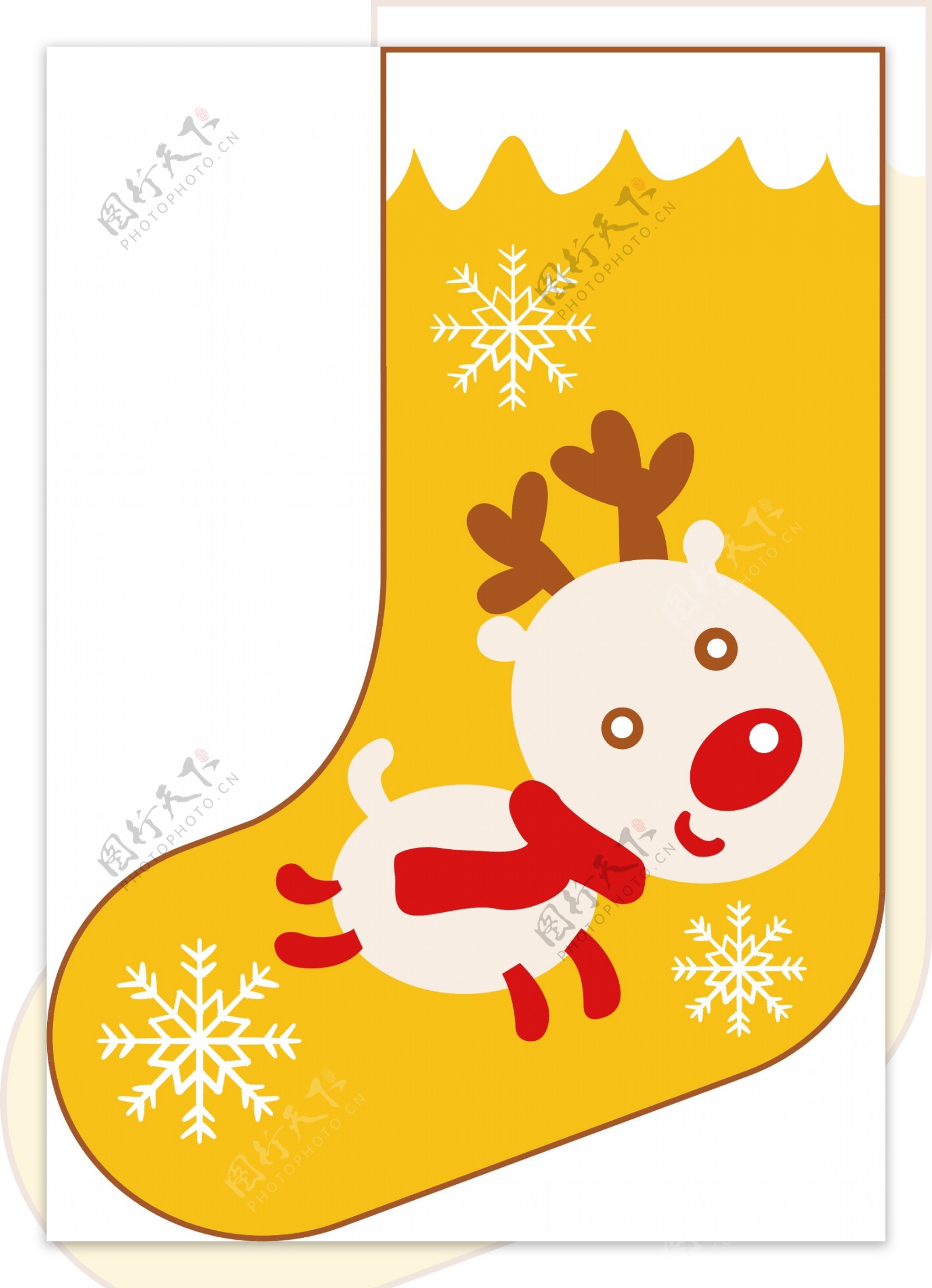 矢量堆黄色可爱鹿圣诞袜套图元素