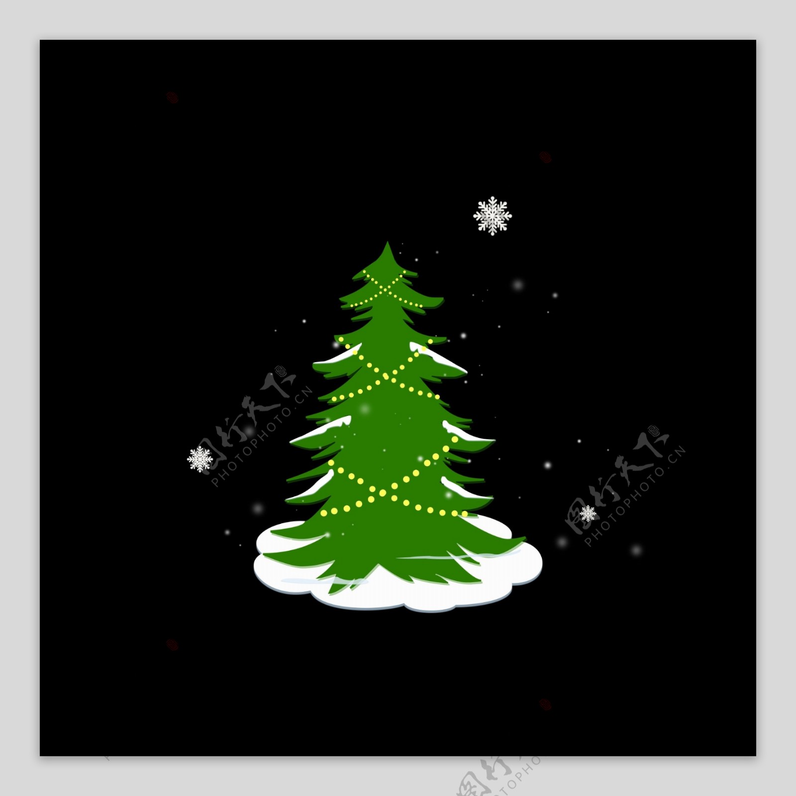 插画圣诞节雪树素材