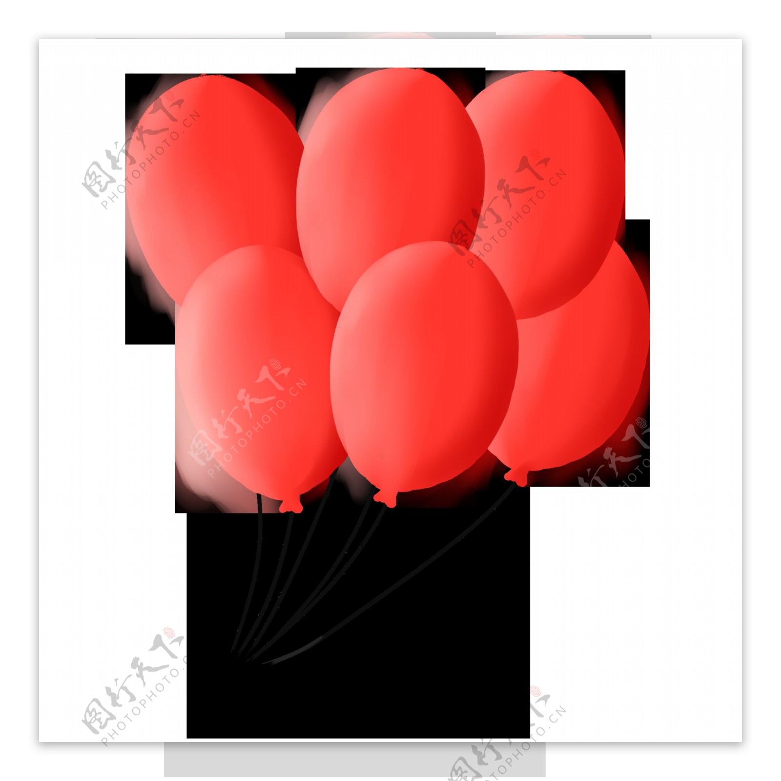 国庆节喜庆手绘卡通红色气球串气球素材