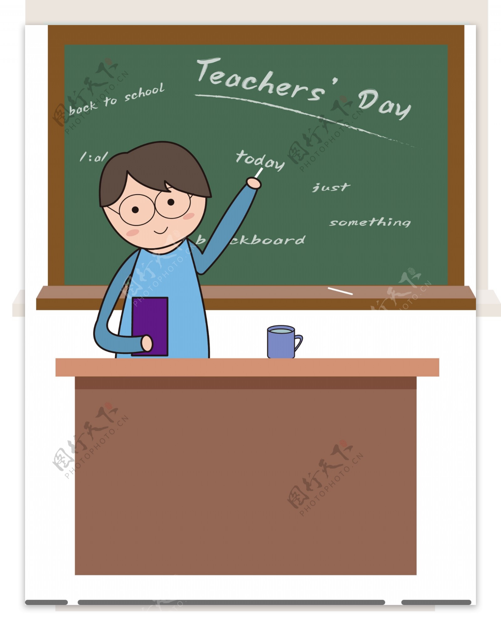 英语老师卡通矢量教师节元素