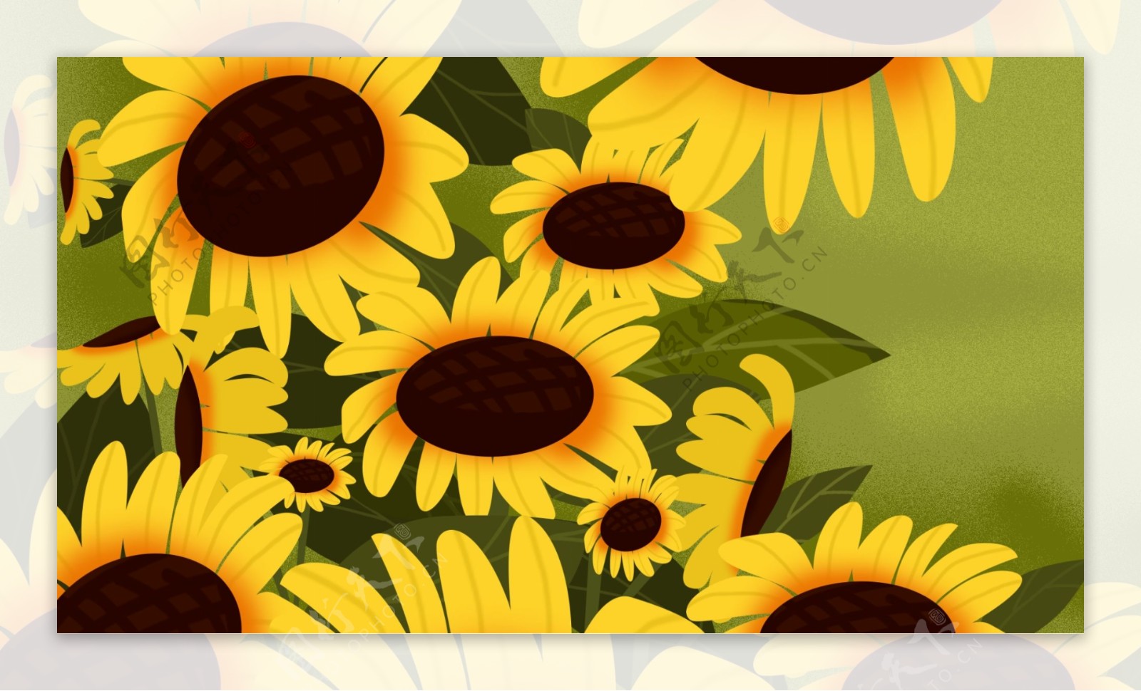 手绘黄色向日葵花朵卡通背景