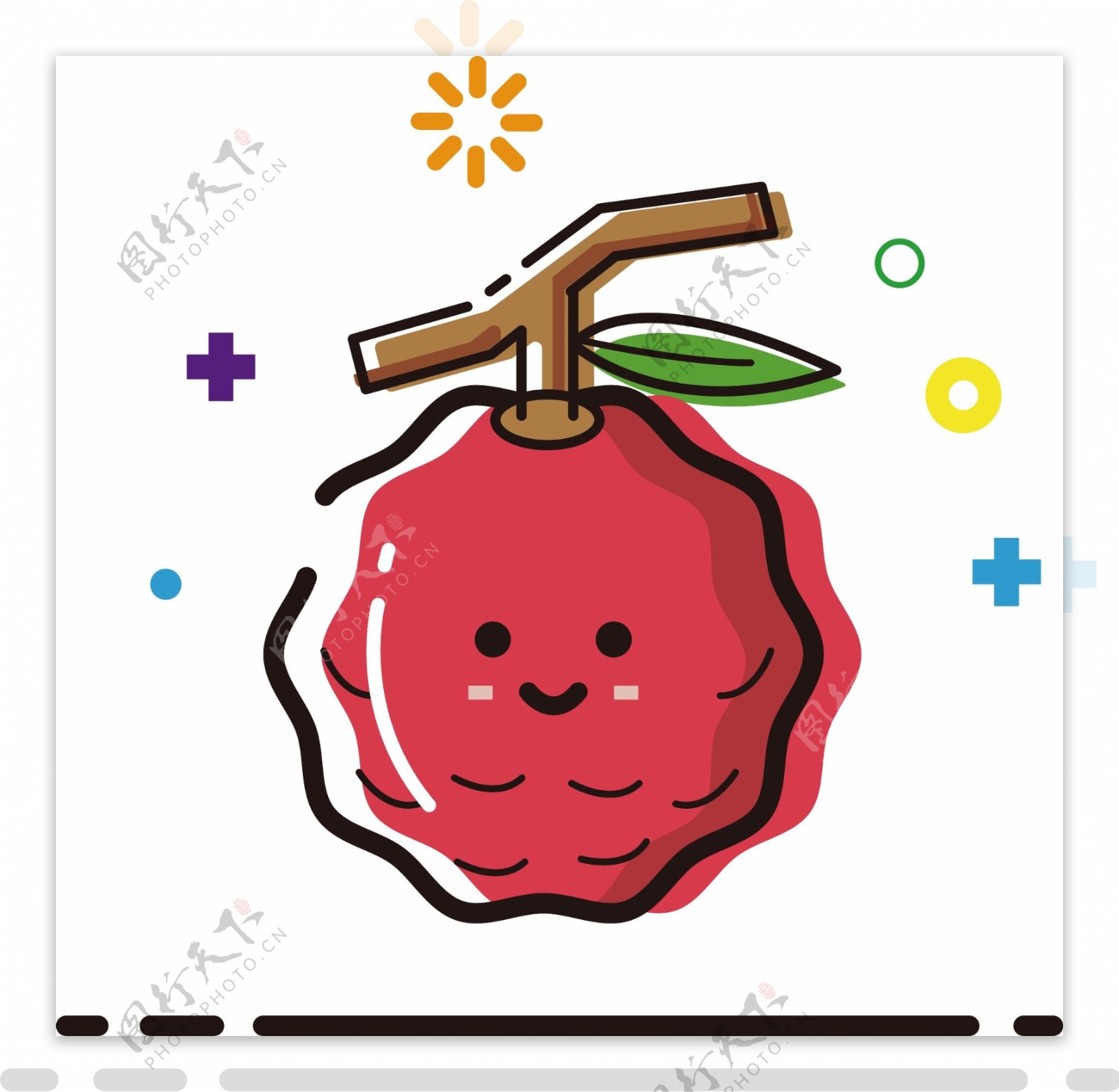 荔枝水果MBE卡通可爱夏季处暑矢量元素