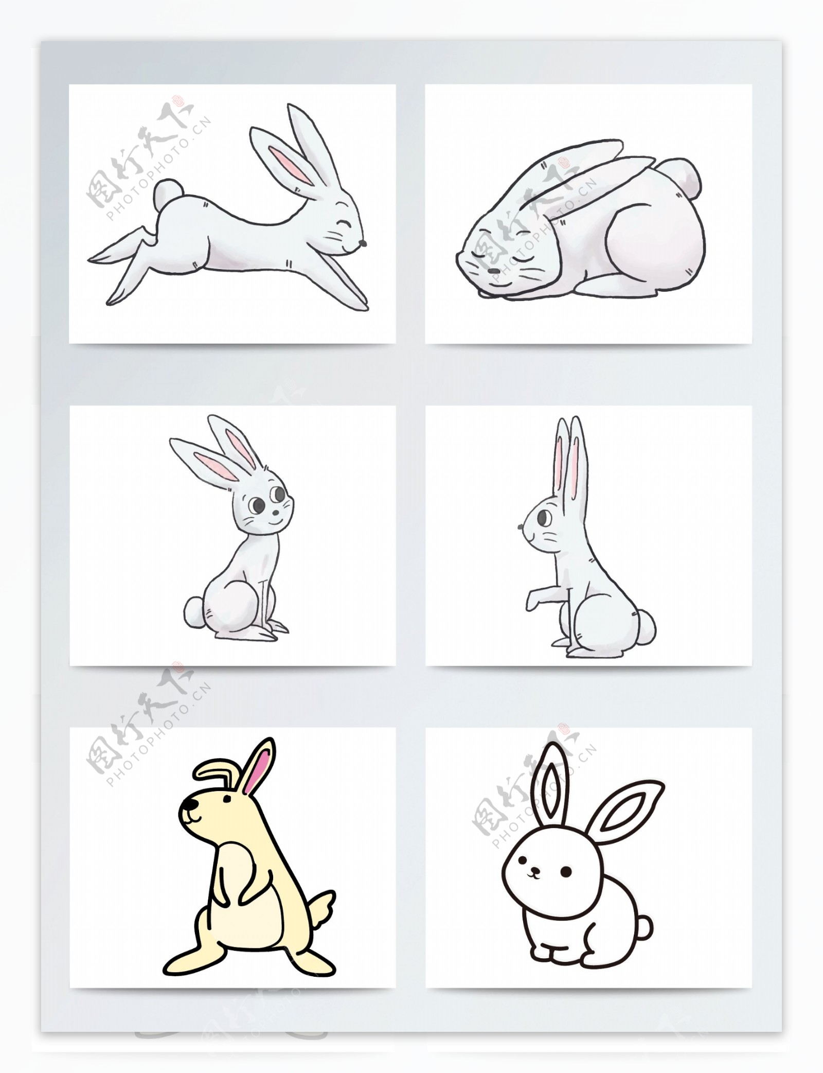 可爱手绘兔子矢量素材