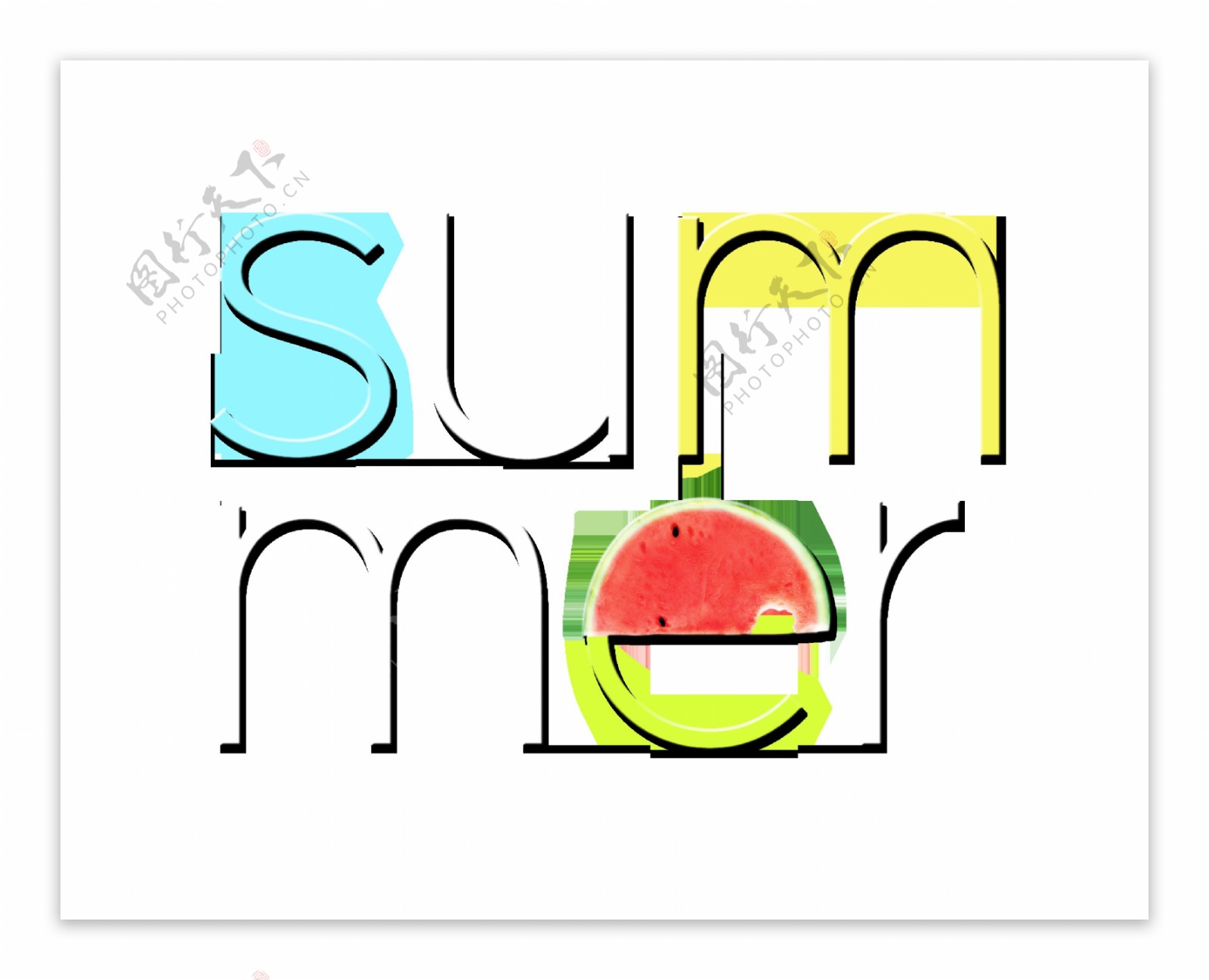 夏天西瓜summer艺术字字体设计
