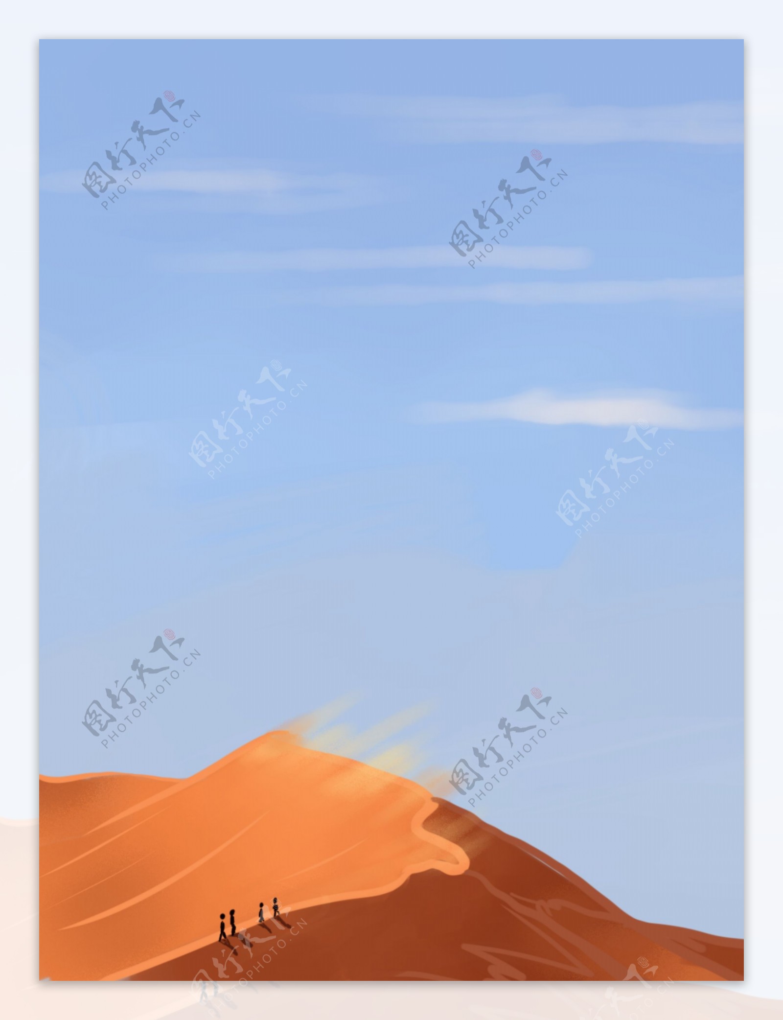 沙漠天空蓝色橙色背景