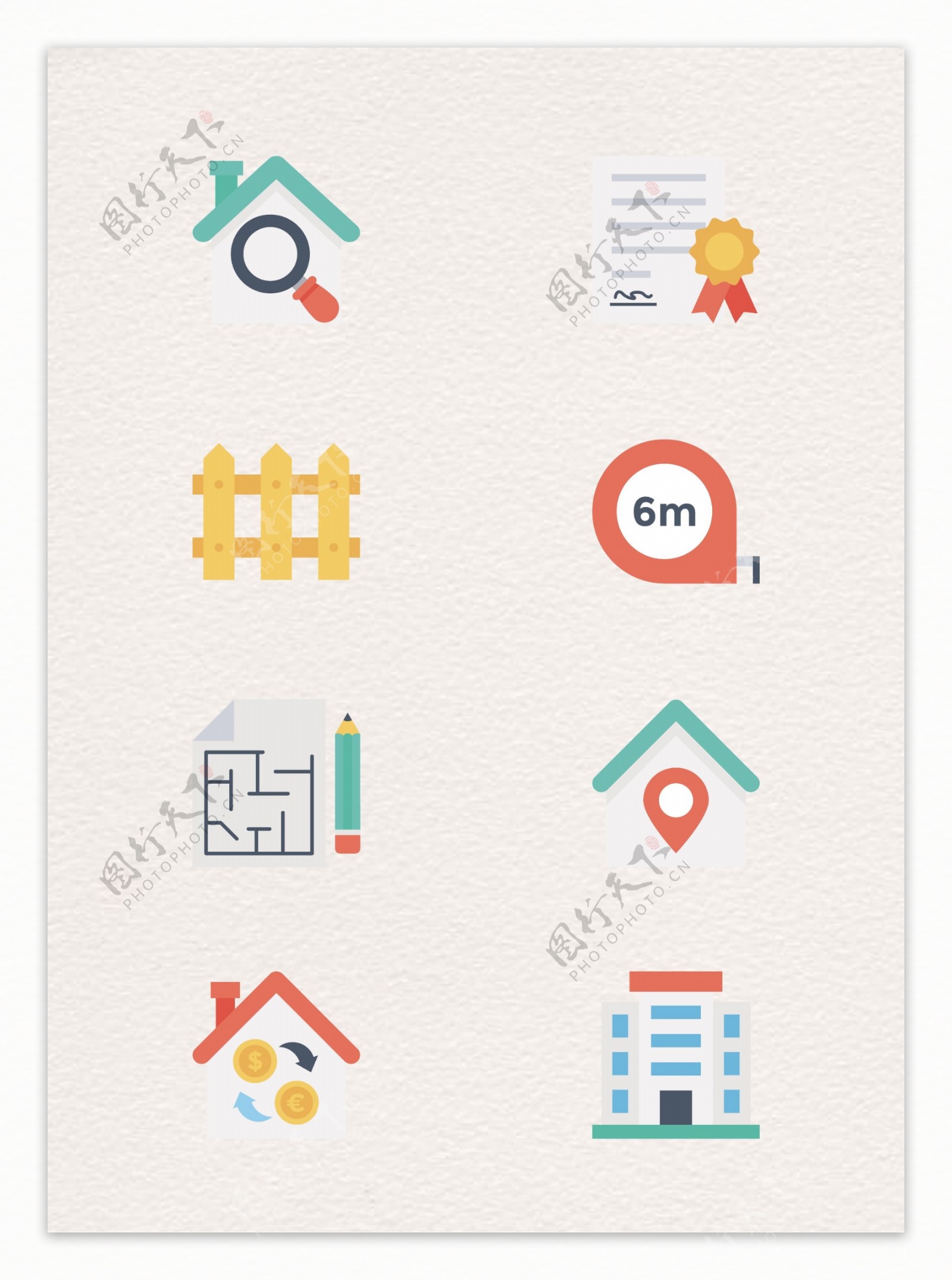 8组房地产行业图标素材