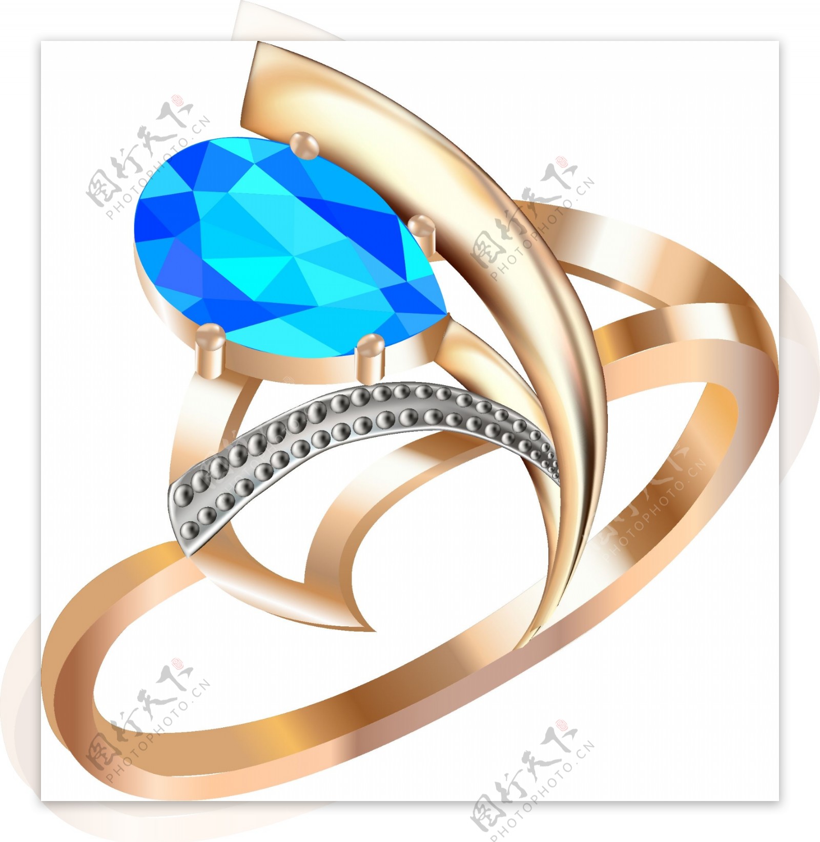 矢量蓝色钻石戒指元素