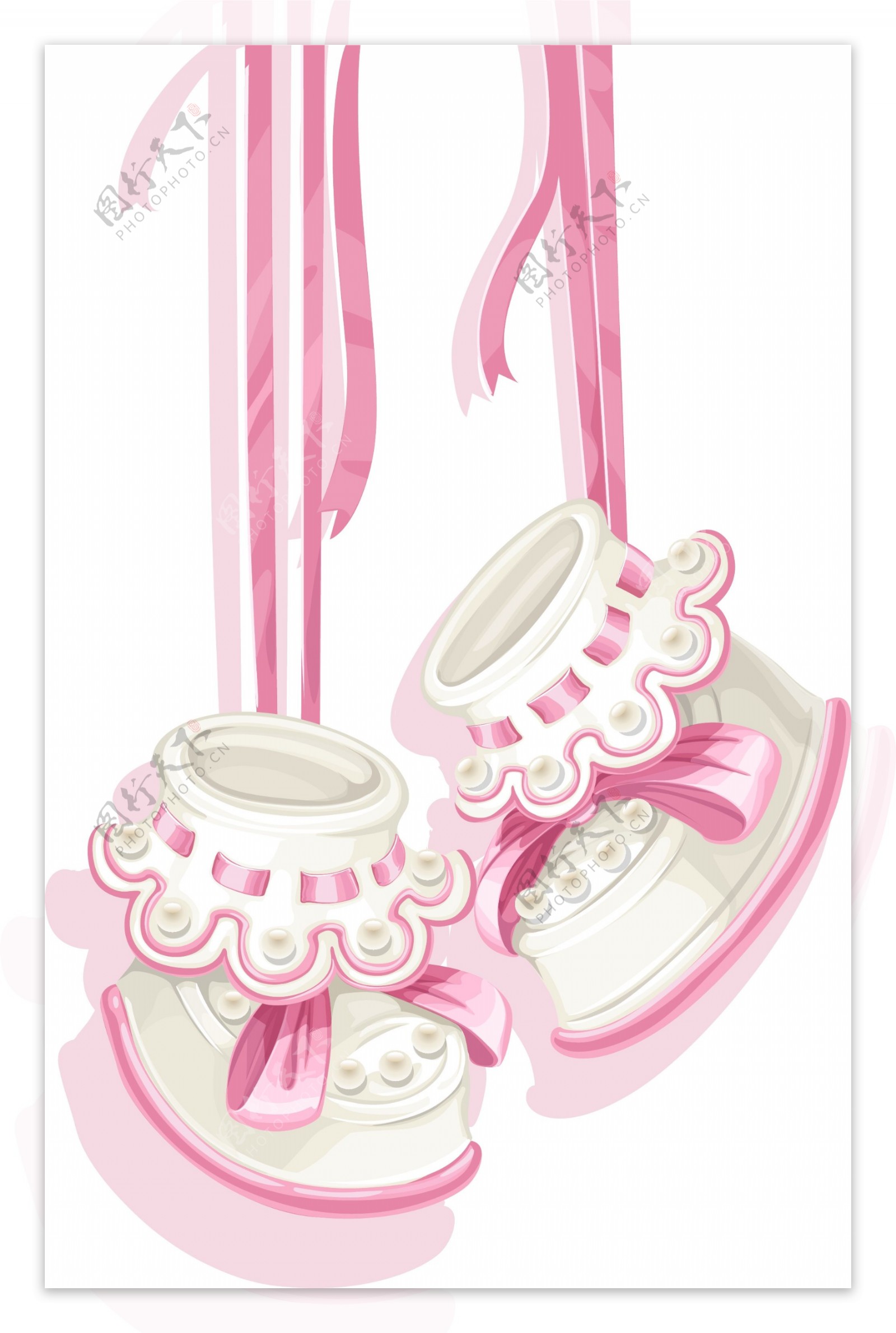 粉色可爱宝宝鞋矢量图