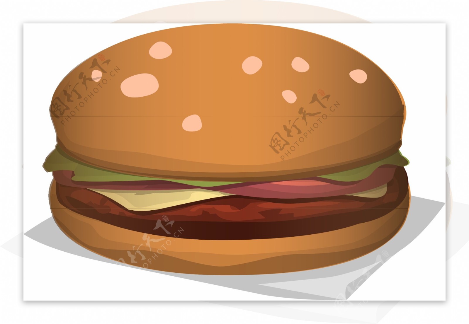 美味新鲜西餐汉堡矢量图
