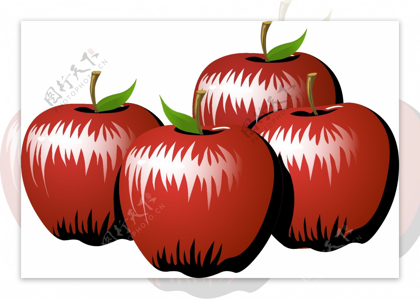 手绘新鲜可口的红色苹果矢量图