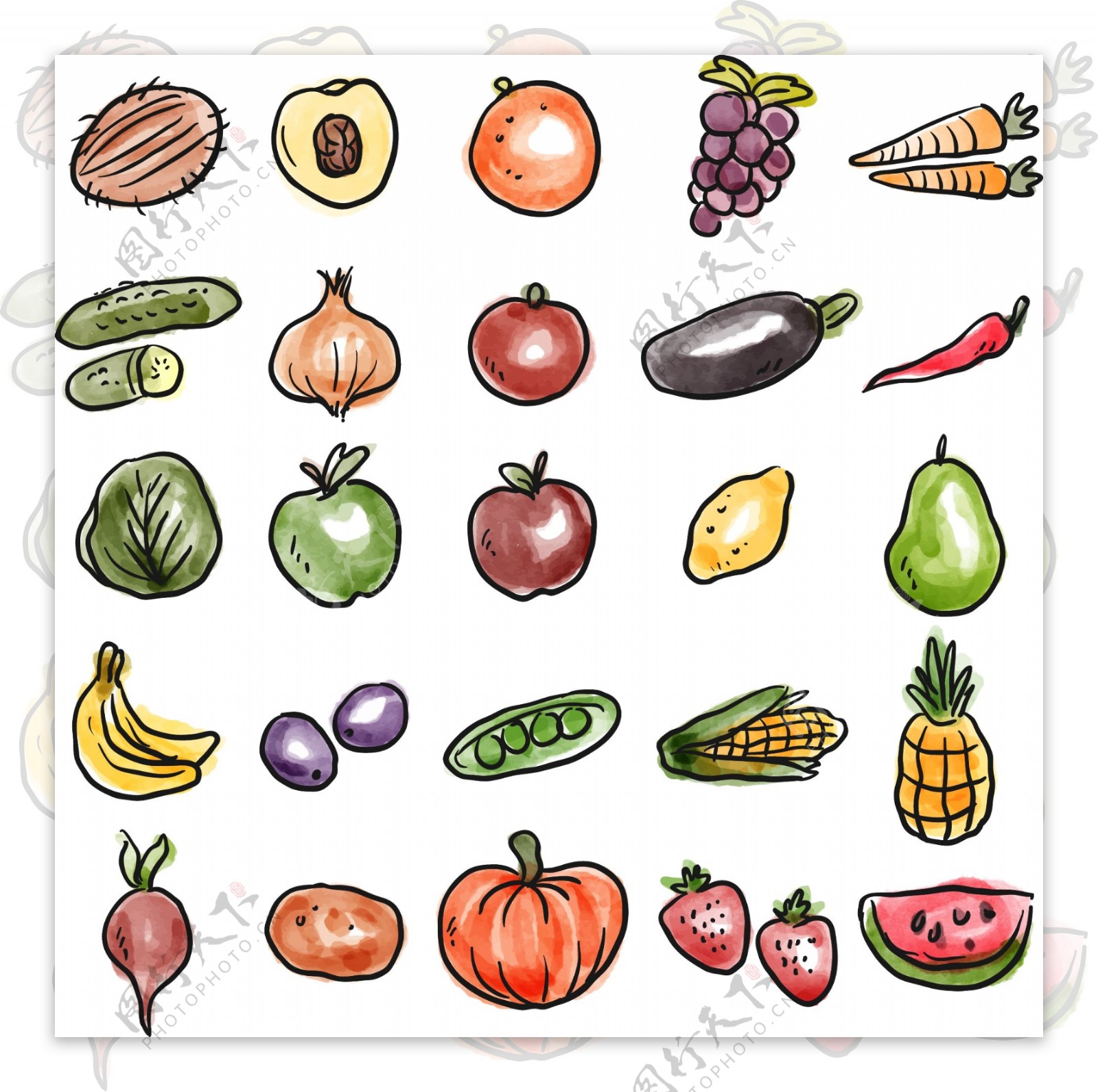 卡通蔬菜水果食材元素