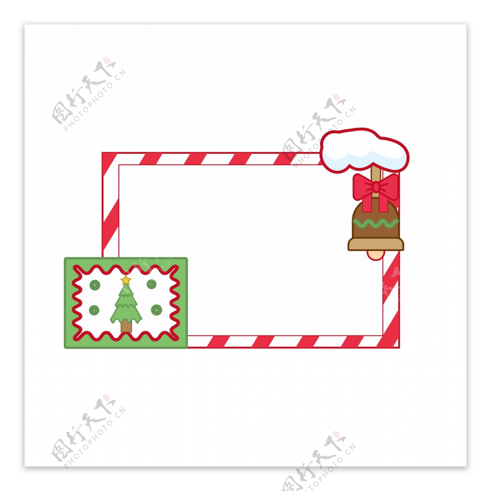 圣诞边框卡通袜子糖果相框矢量可商用元素