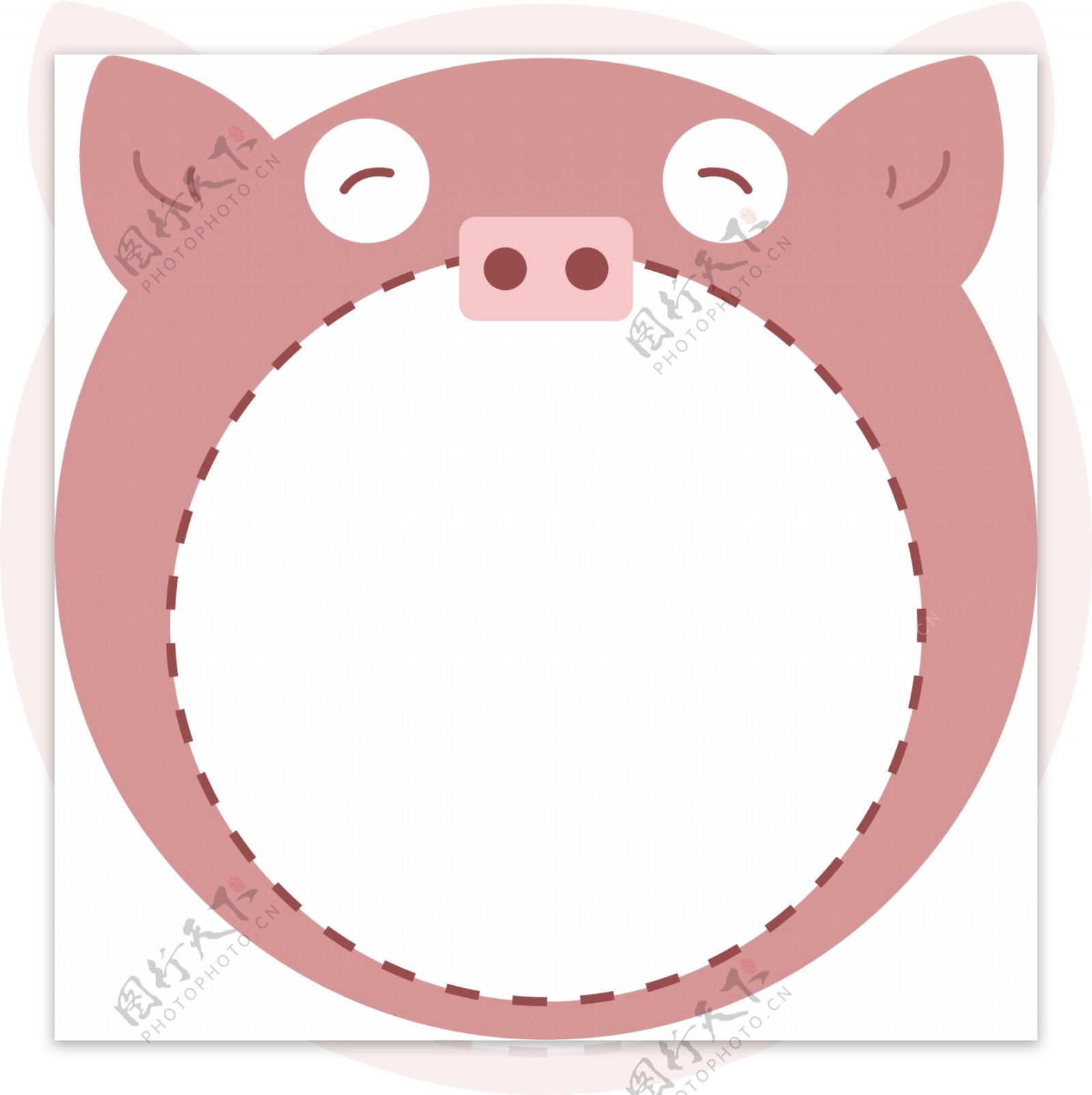 卡通手绘可爱动物猪会话框