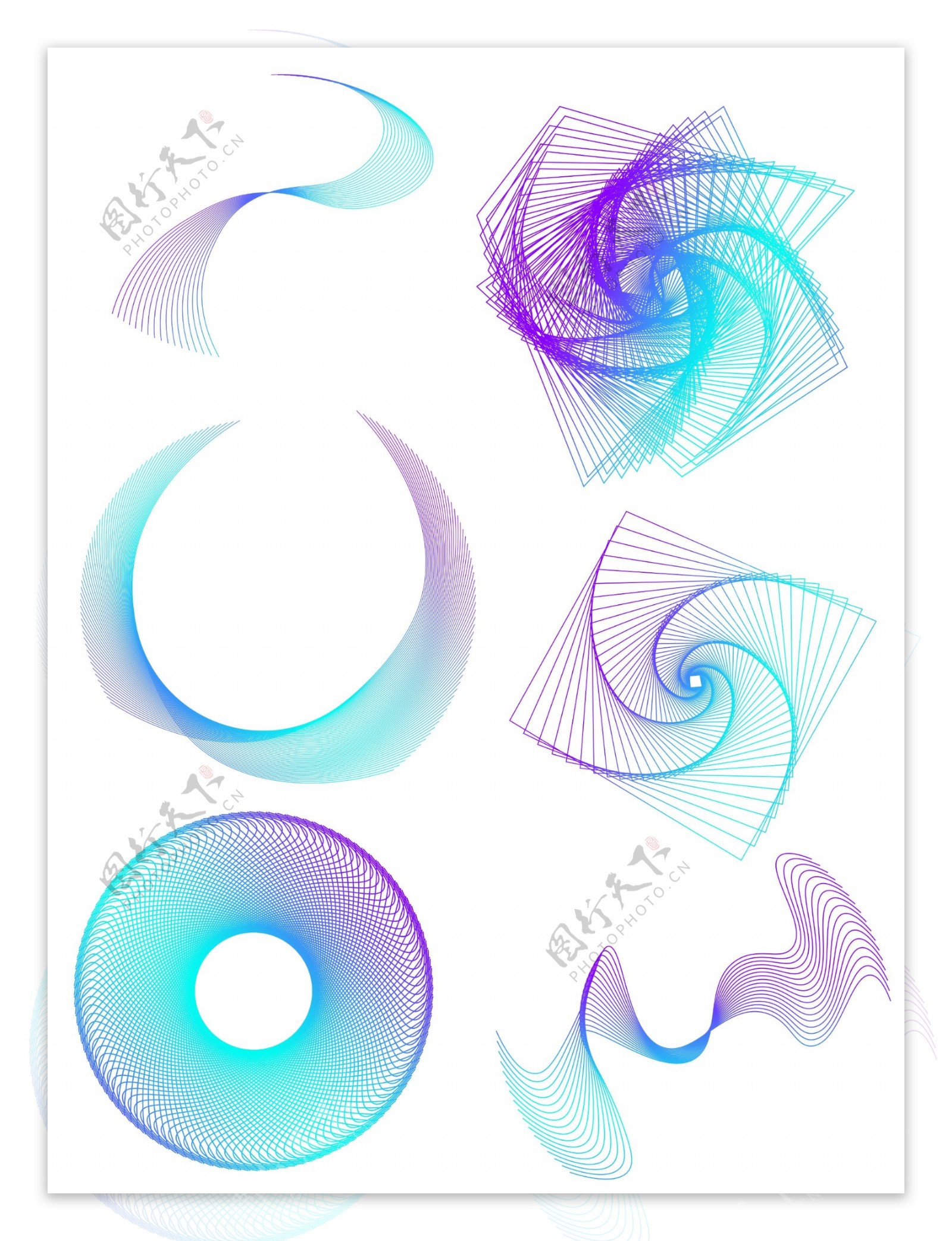 科技底纹线条蓝紫渐变装饰元素设计