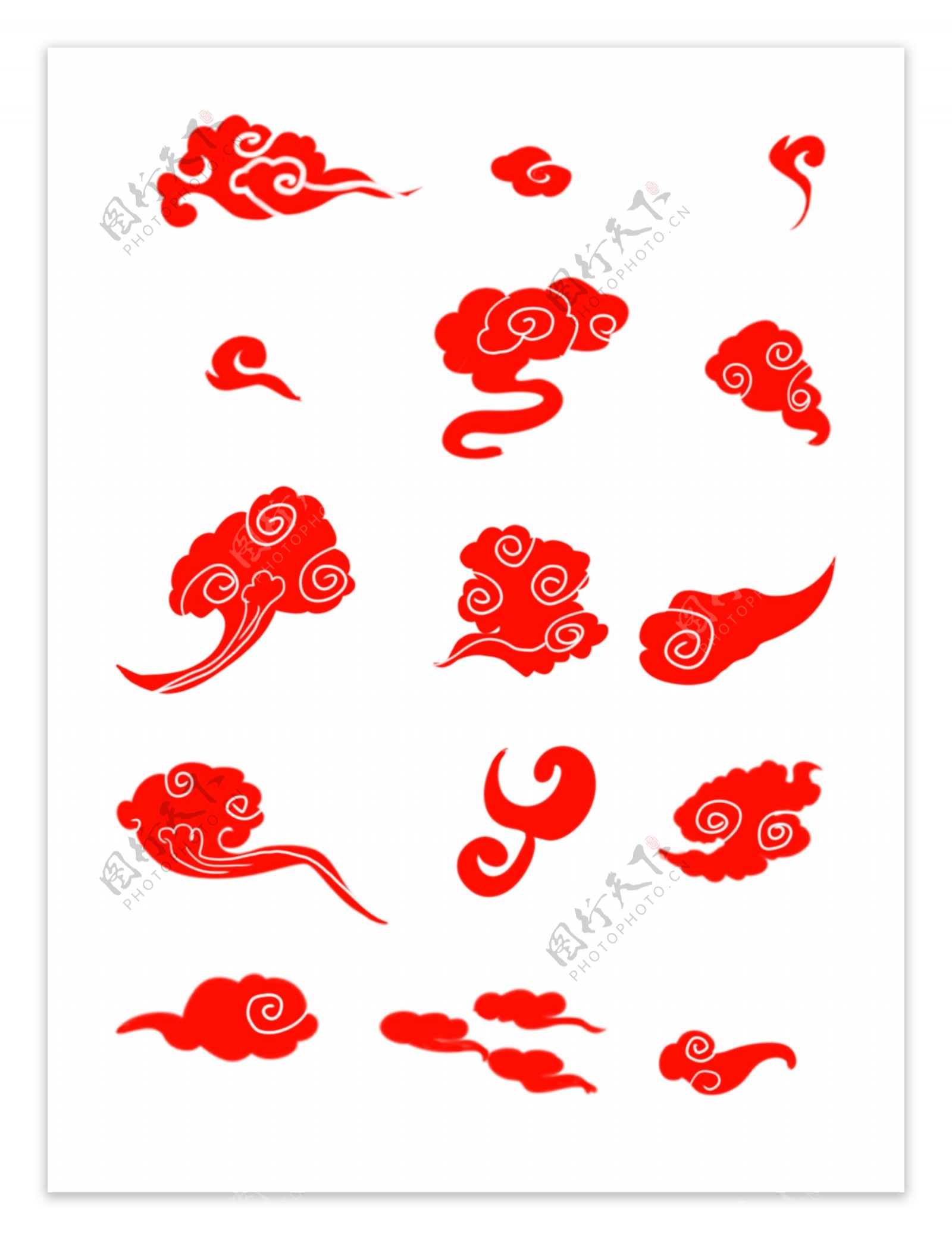 中国风创意花纹云纹古典红色祥云可商用元素