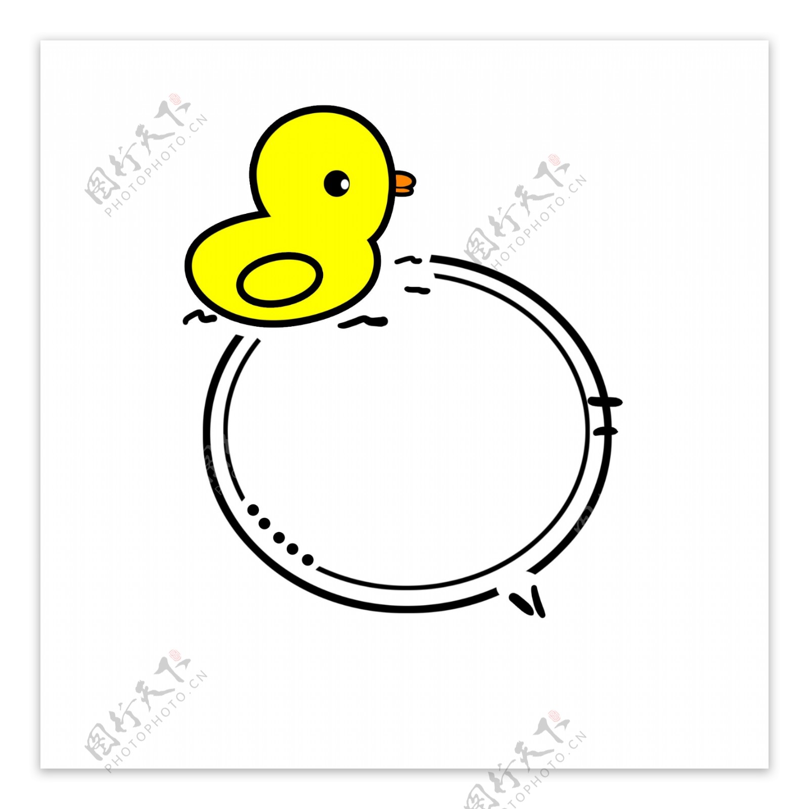 卡通圆圈游泳小黄鸭子对话框气泡边框会话框