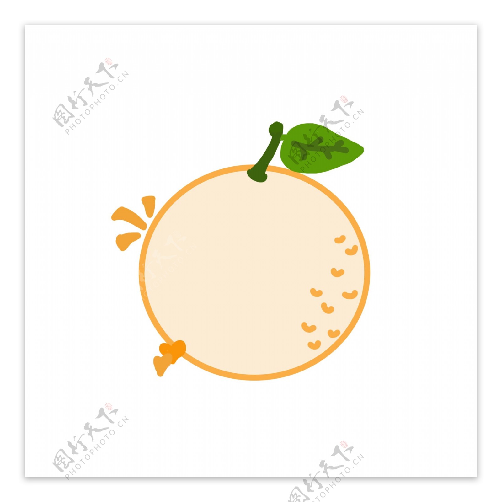 手绘卡通橙子水果对话框边框可商用元素