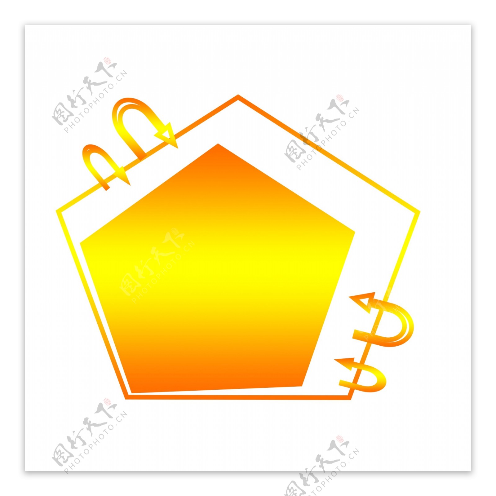 纹理渐变橙黄色五边形卡通装饰边框可商用