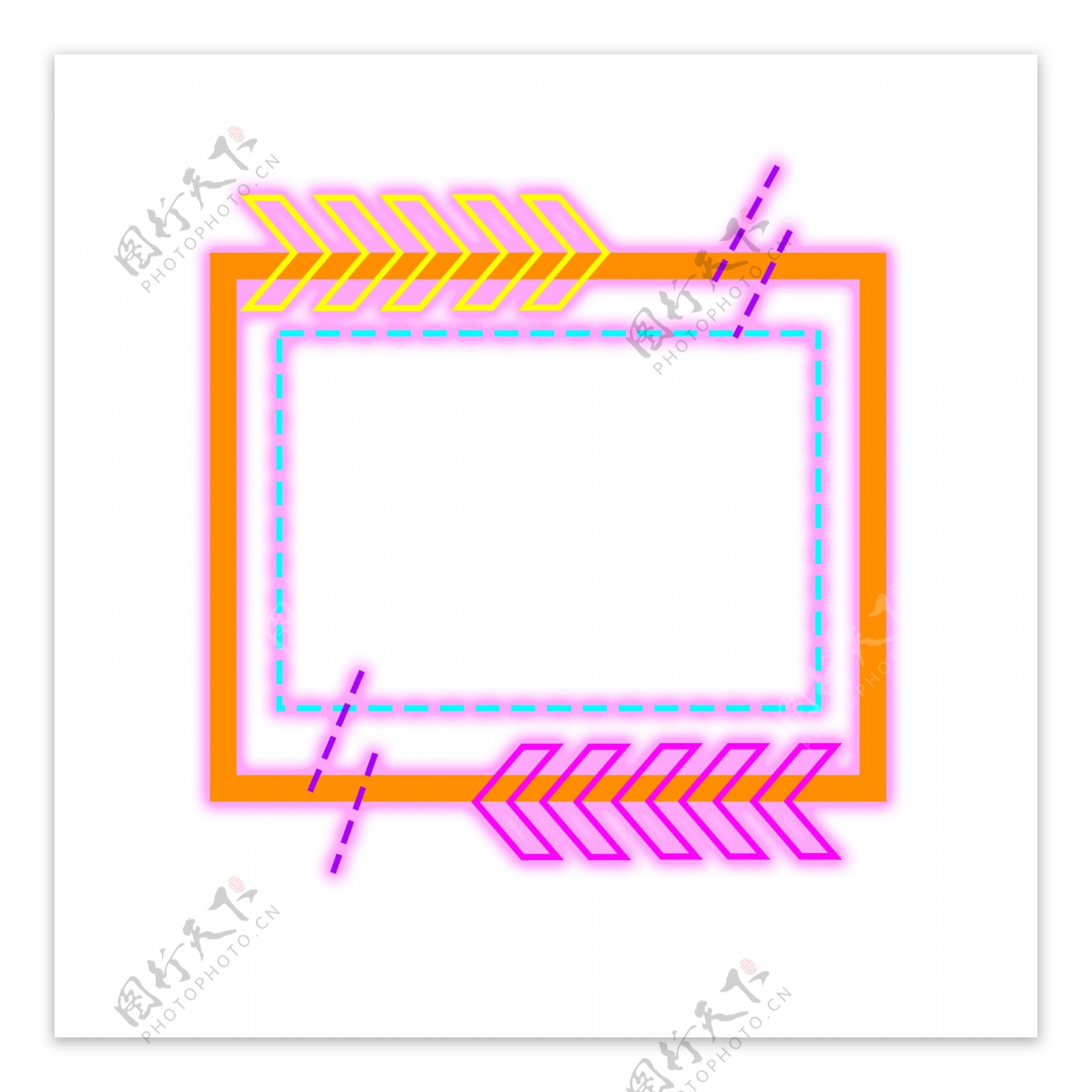 边框电商霓虹灯彩色光效元素设计