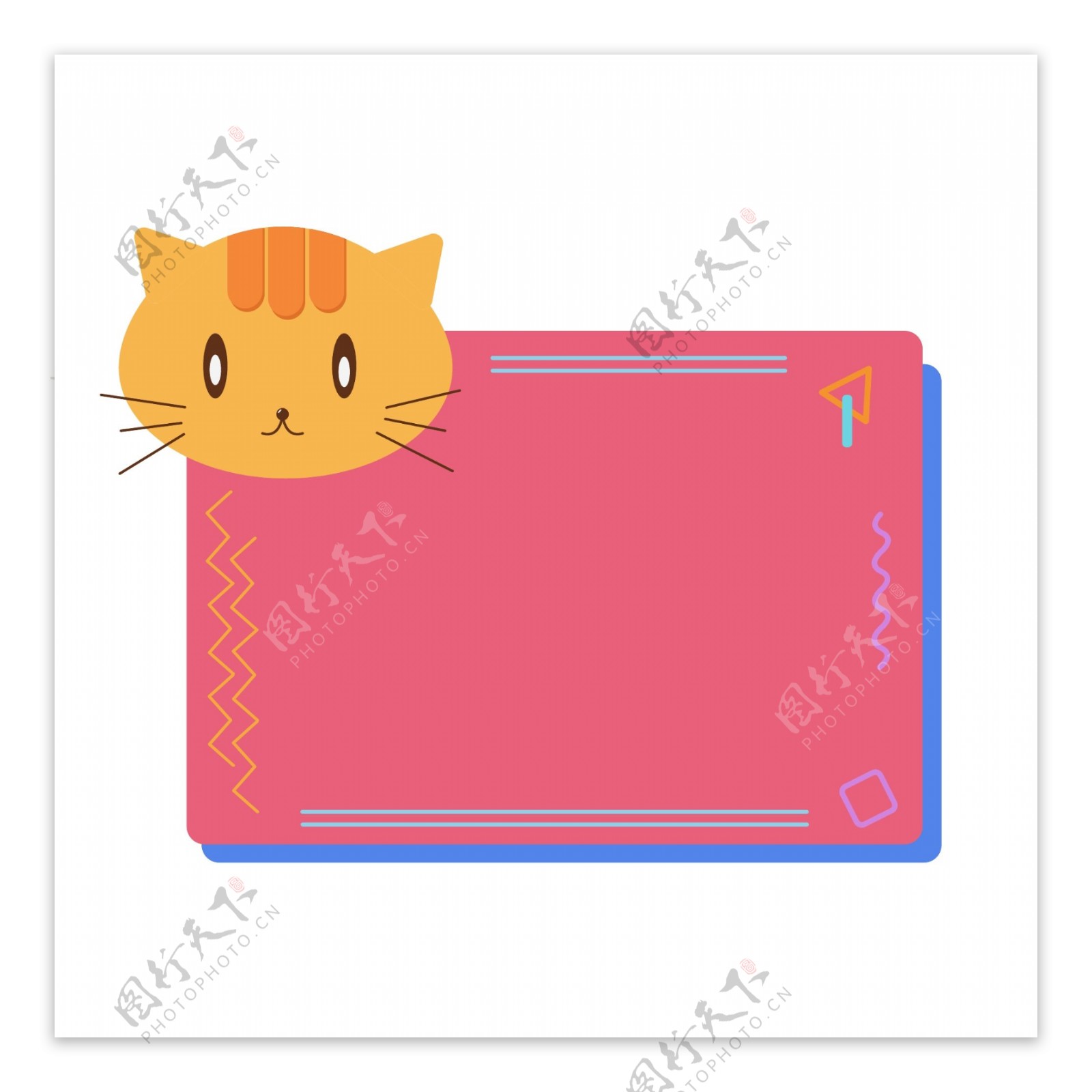 可爱卡通小猫名片边框UI卡片矢量素材
