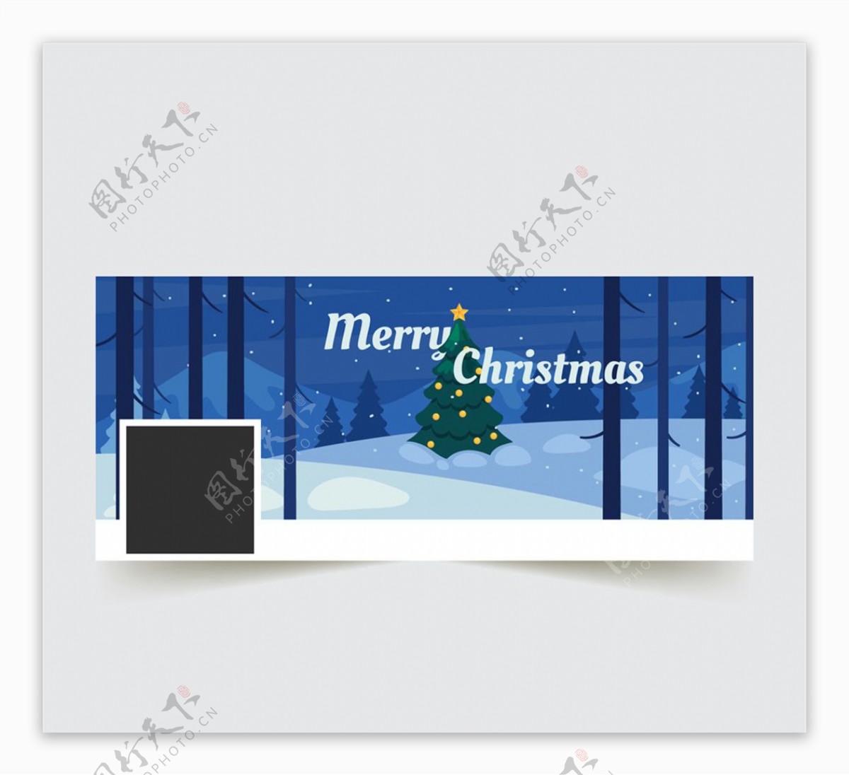 创意雪地圣诞树脸书封面