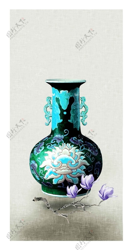装饰画中式花瓶