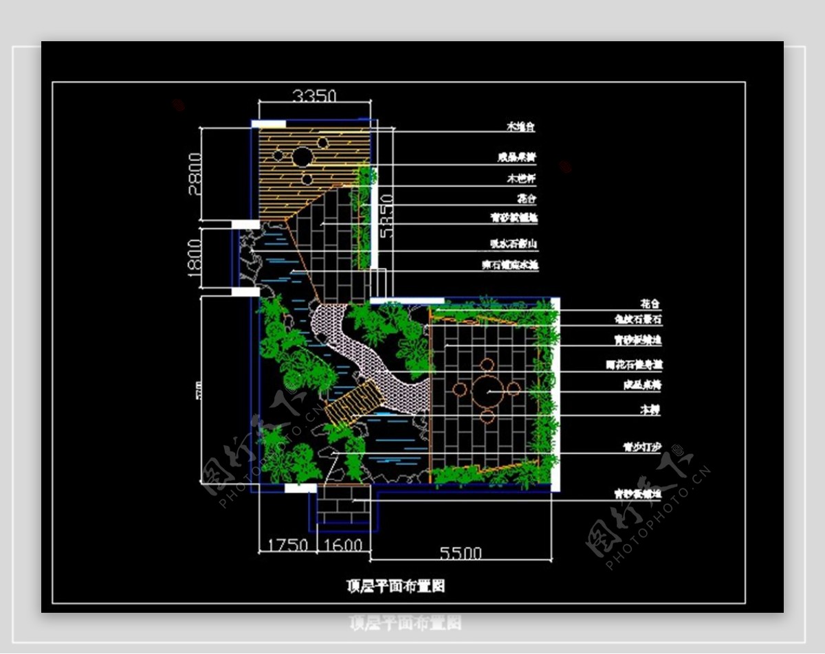 屋顶花园平面布置图CAD