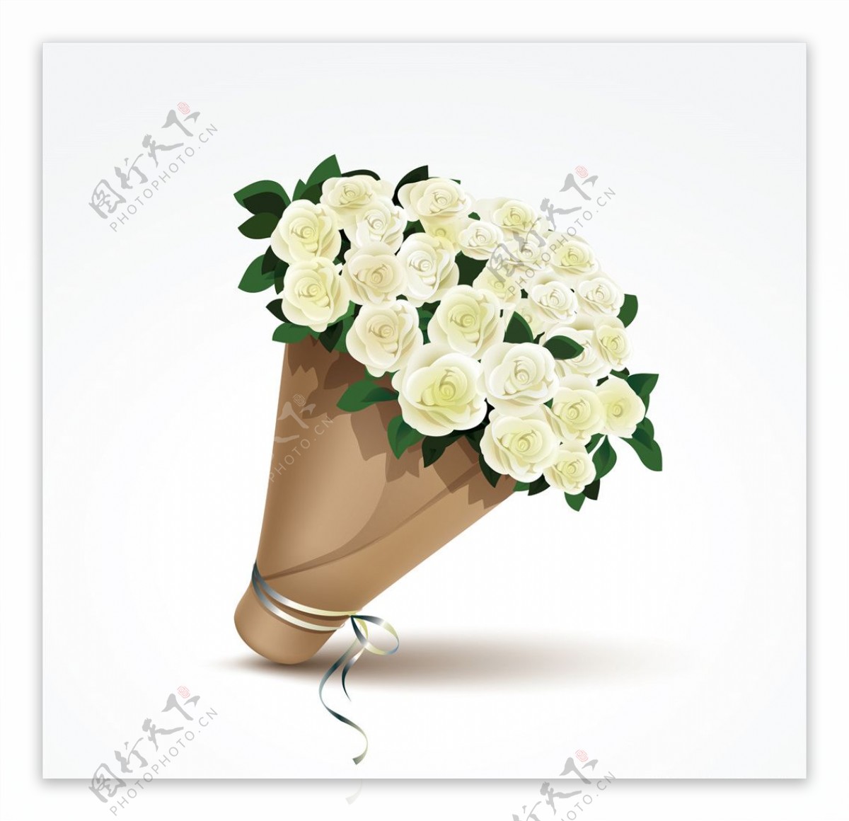 白玫瑰花束矢量素材