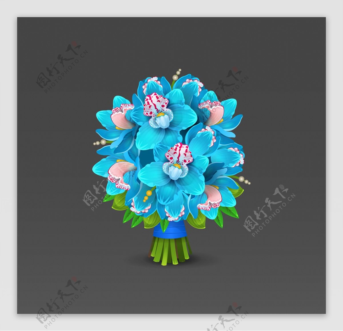 蓝色兰花花束