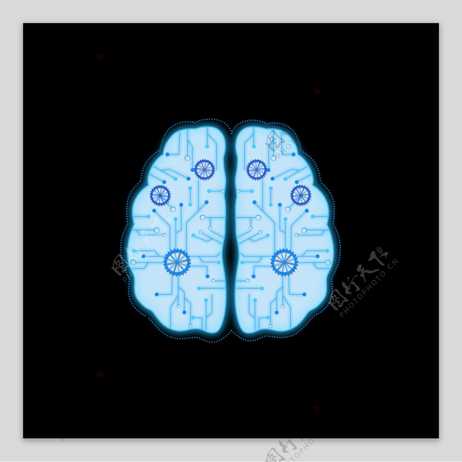人工智能科技大脑齿轮蓝色素材