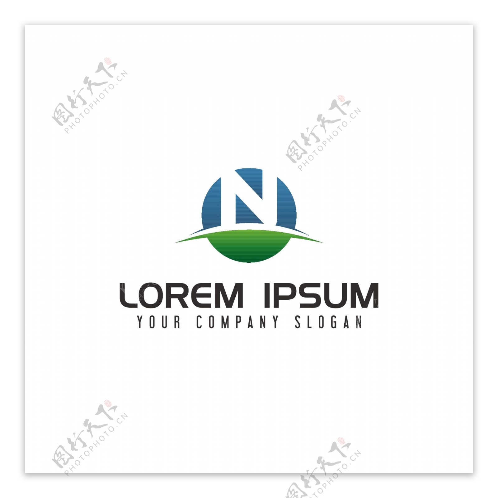 互联网绿色能源类N字母logo