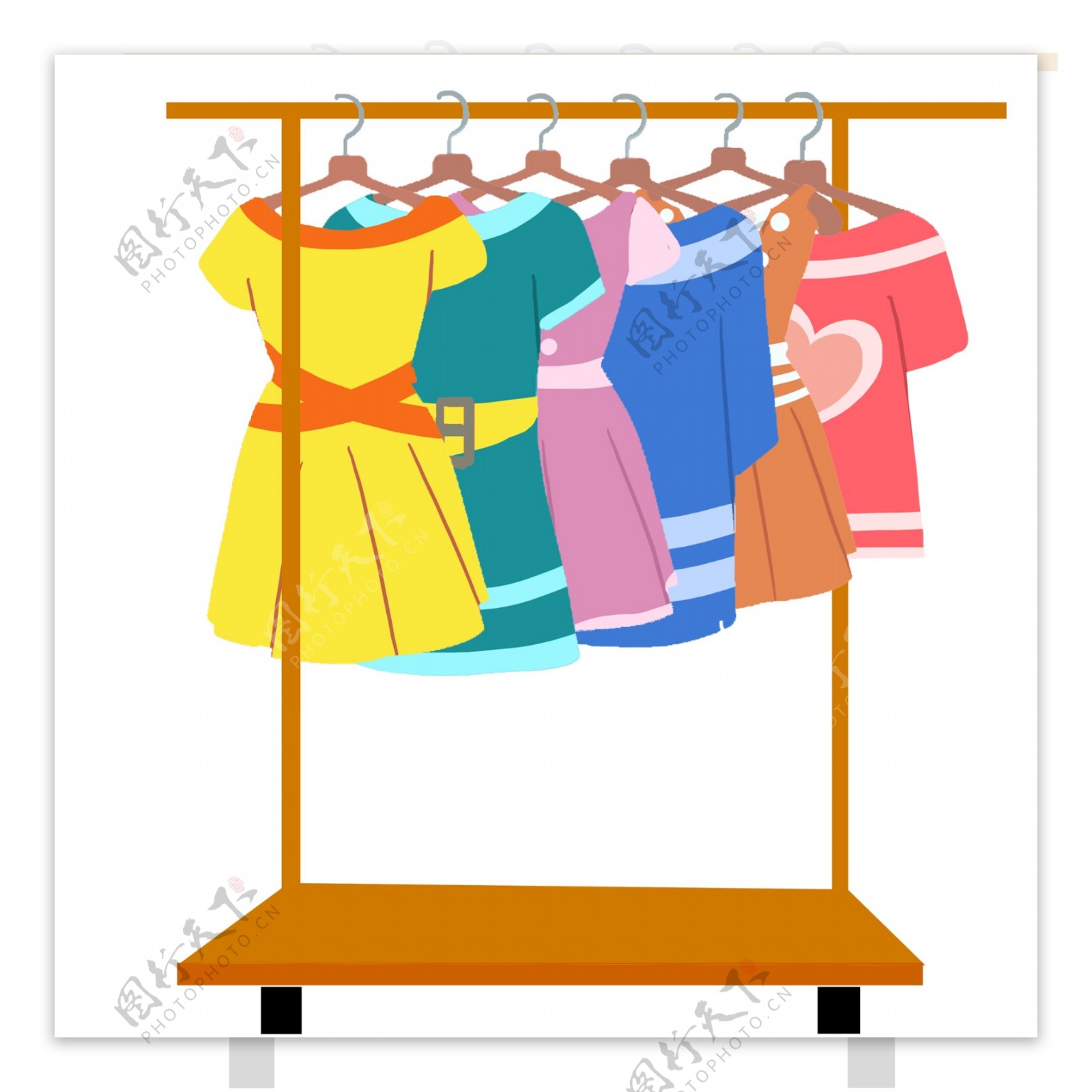 彩色商场衣架上的衣服设计可商用元素