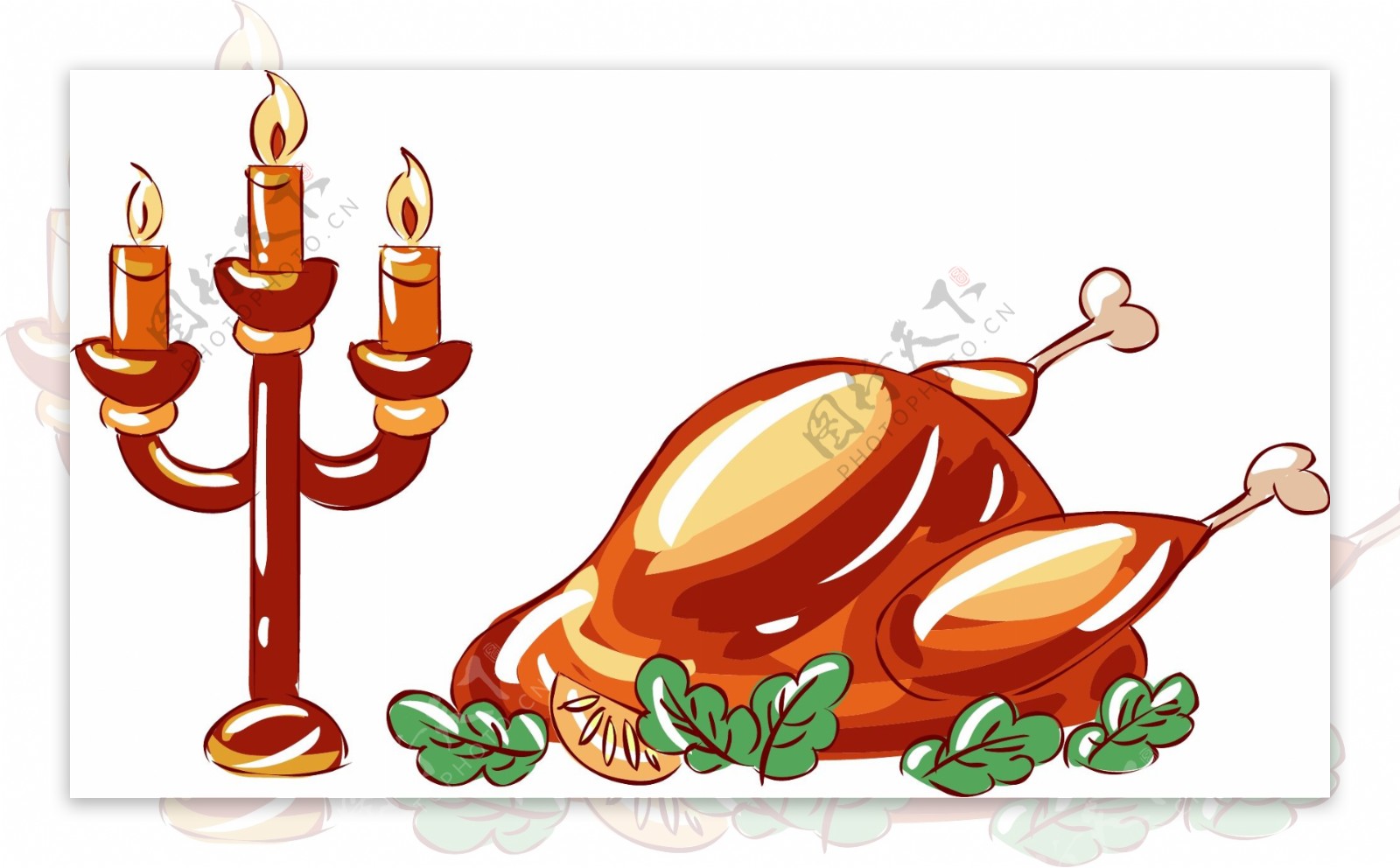 感恩节手绘美食卡通火鸡