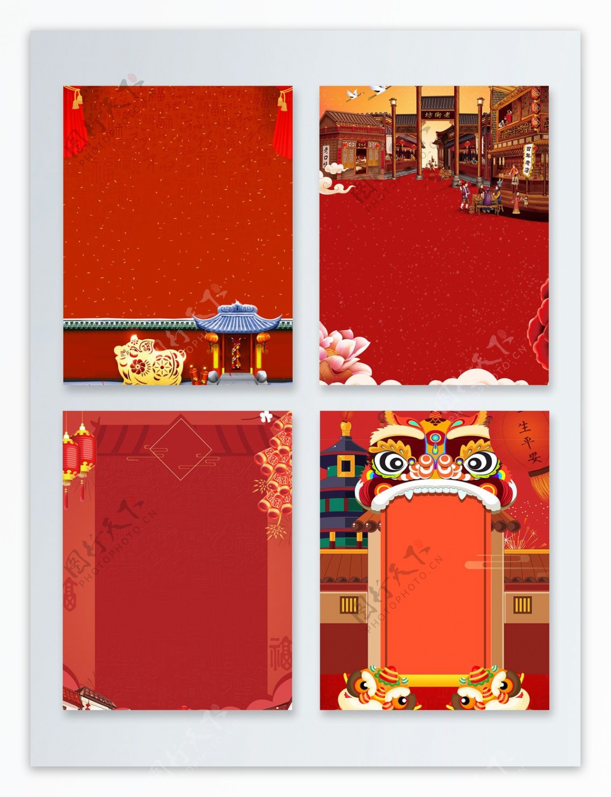 复古中国风传统猪年贺岁广告背景图