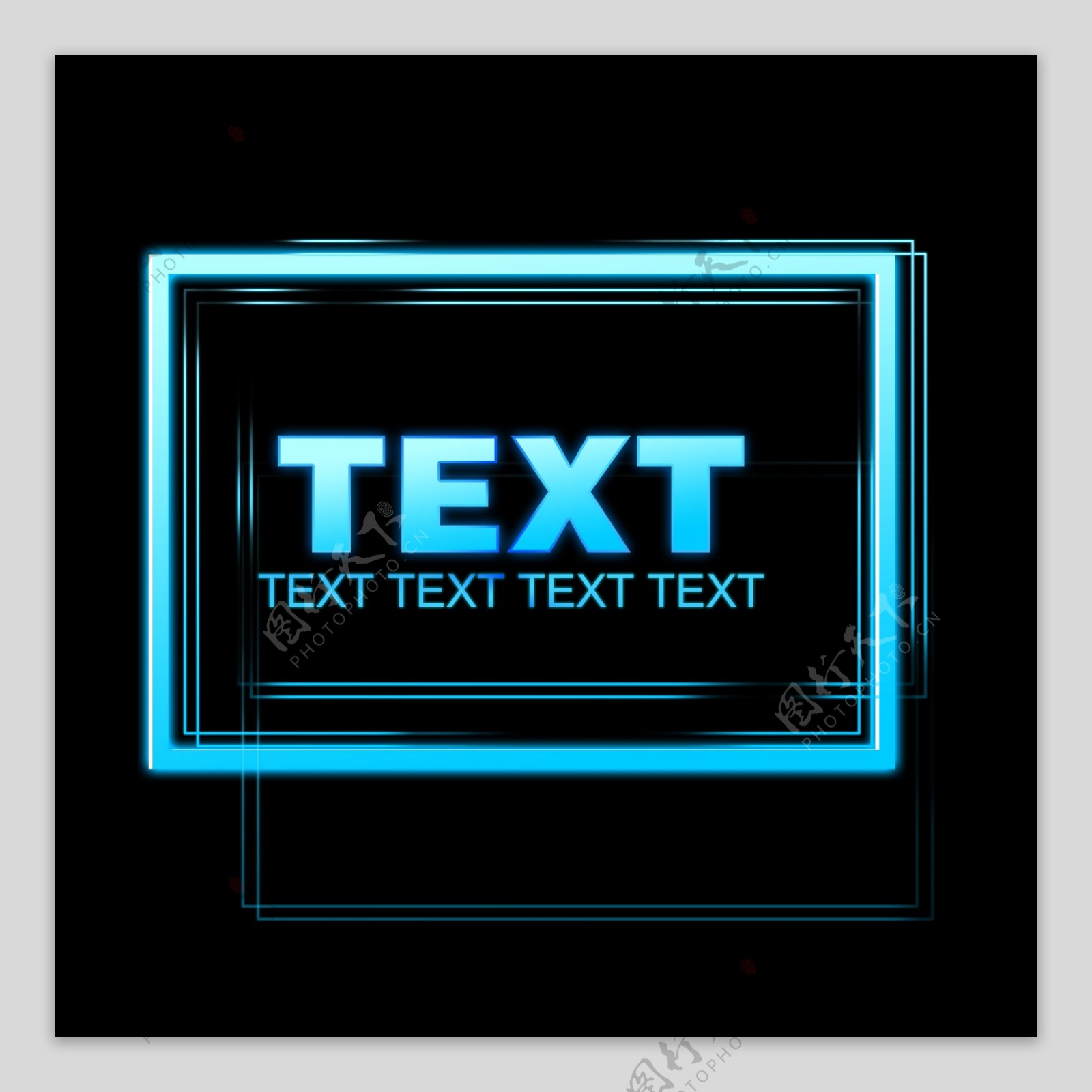 蓝色方形科技发光边框素材文字可修改
